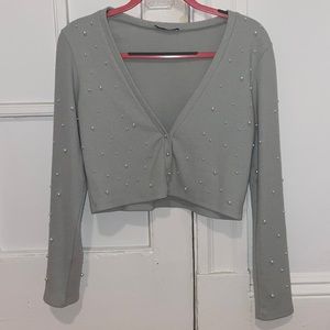 Cropped Zara Pearl Cardigan